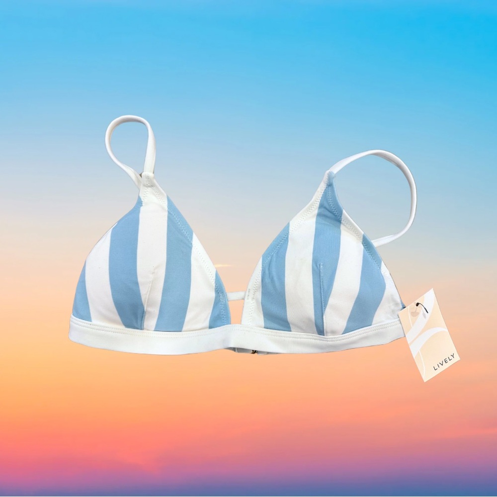 Lively Blue and White Striped Bikini Top